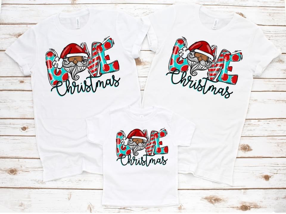 Love Christmas with black Santa- Family Shirts
